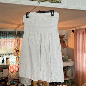 Strapless eyelet dress